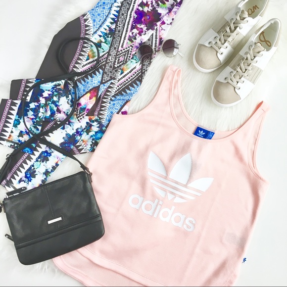 adidas Tops - Adidas "Aiko" Icy Blush Pink Trefoil Cropped Tank